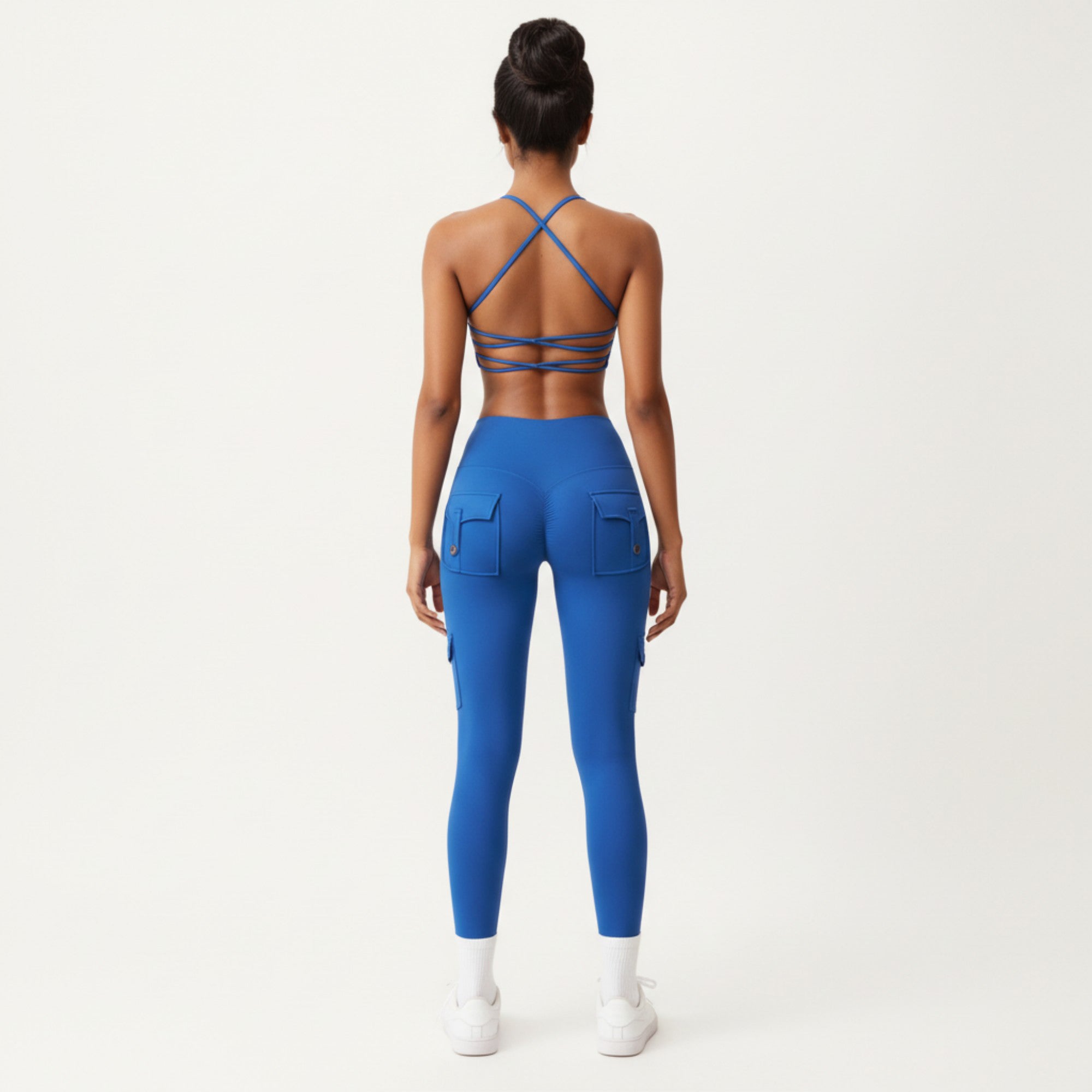 Anna-Kaci Active Women's Strappy Back Sports Bra with Scoop Neckline and Stretch Knit Fabric