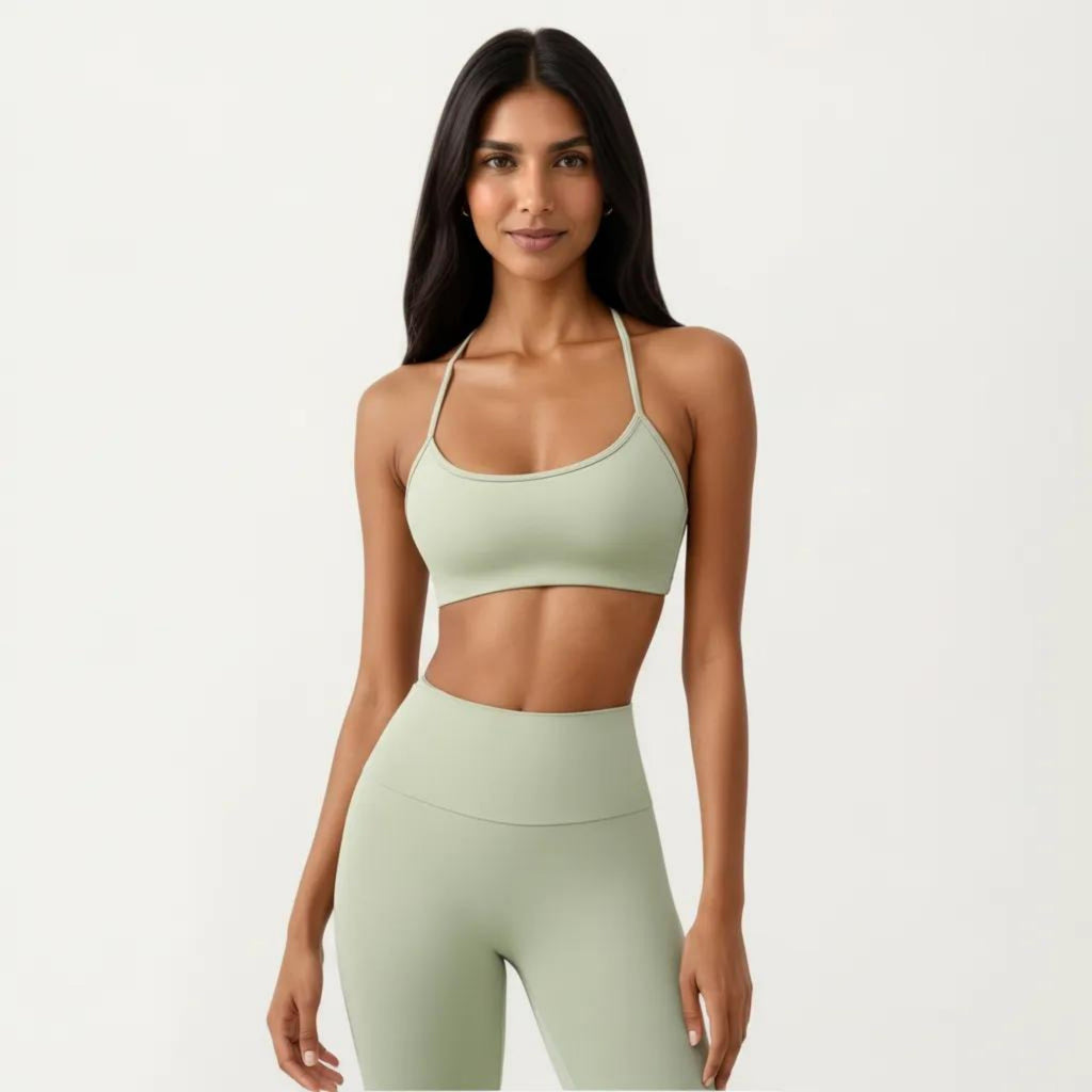Anna-Kaci Active Women's Strappy Back Sports Bra with Scoop Neckline and Stretch Knit Fabric