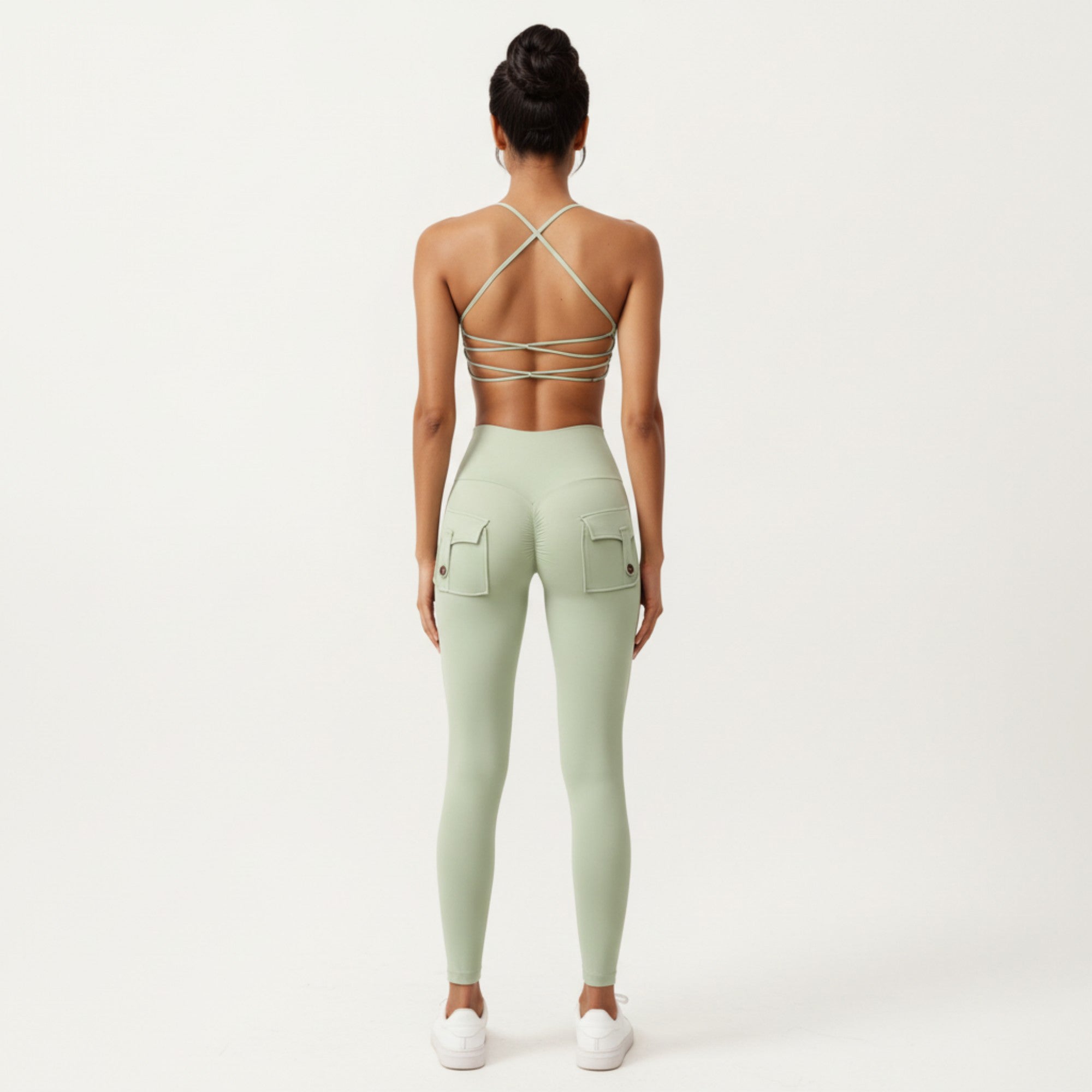 Anna-Kaci Active Women's Strappy Back Sports Bra with Scoop Neckline and Stretch Knit Fabric
