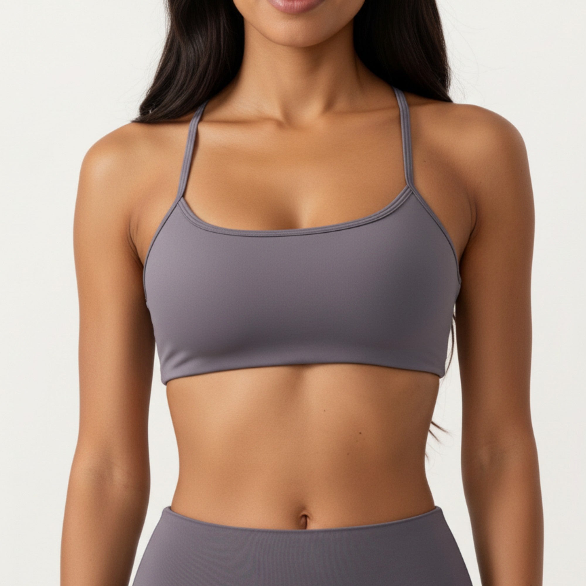 Anna-Kaci Active Women's Strappy Back Sports Bra with Scoop Neckline and Stretch Knit Fabric