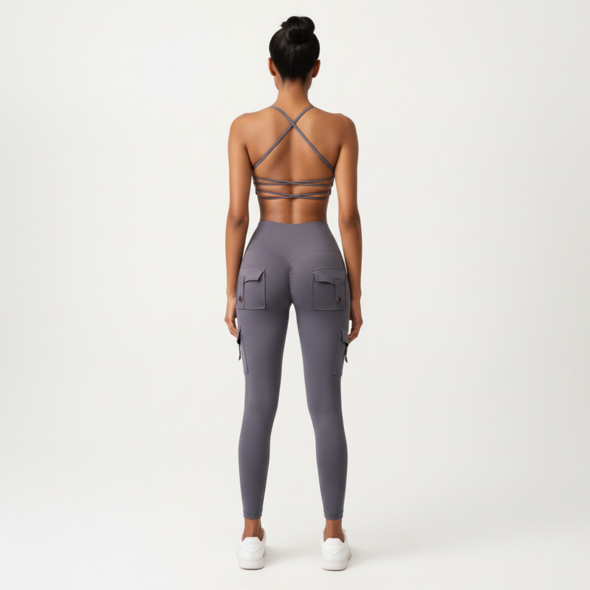 Anna-Kaci Active Women's Strappy Back Sports Bra with Scoop Neckline and Stretch Knit Fabric
