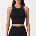 Anna-Kaci Active Women's Sleeveless Cropped Fitted Active Tank Top with Contrast Trim and Smooth Stretch Fabric
