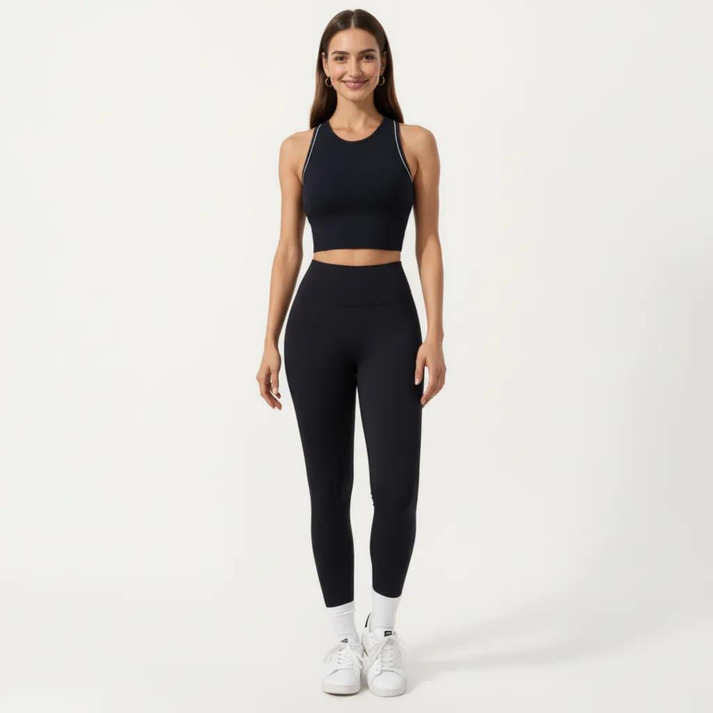 Anna-Kaci Active Women's Sleeveless Cropped Fitted Active Tank Top with Contrast Trim and Smooth Stretch Fabric