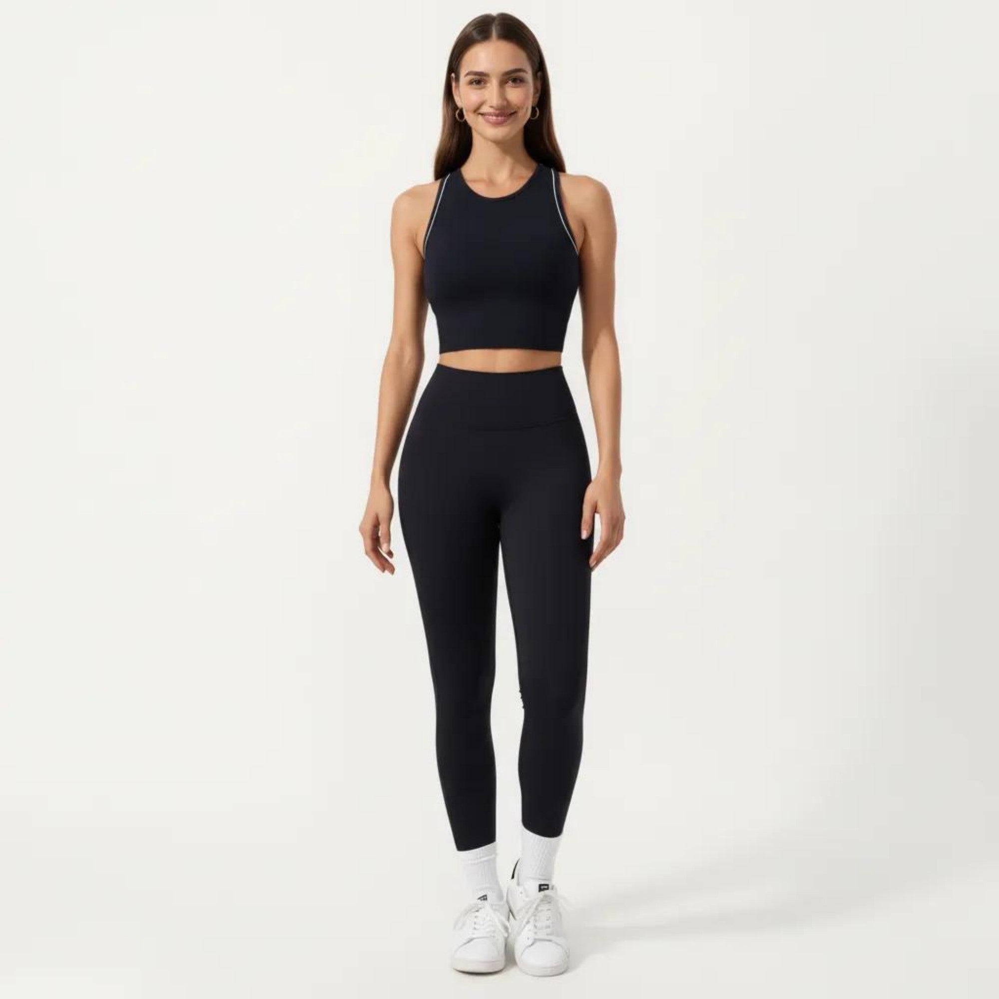 Anna-Kaci Active Women's Sleeveless Cropped Fitted Active Tank Top with Contrast Trim and Smooth Stretch Fabric