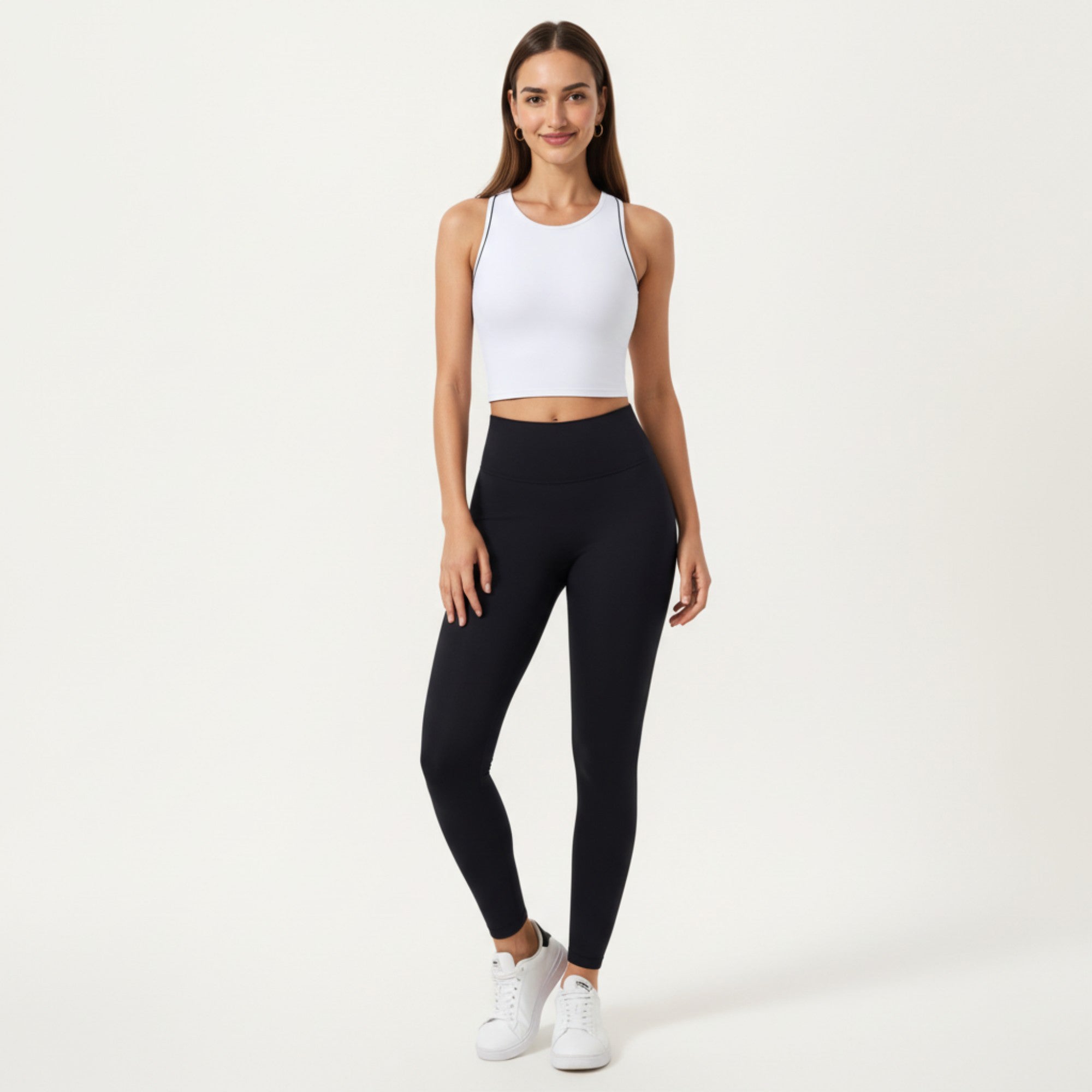 Anna-Kaci Active Women's Sleeveless Cropped Fitted Active Tank Top with Contrast Trim and Smooth Stretch Fabric