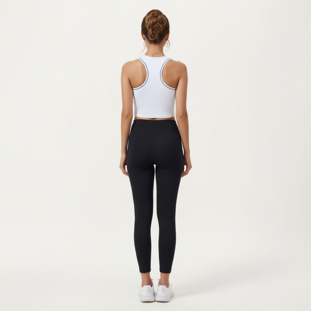 Anna-Kaci Active Women's Sleeveless Cropped Fitted Active Tank Top with Contrast Trim and Smooth Stretch Fabric
