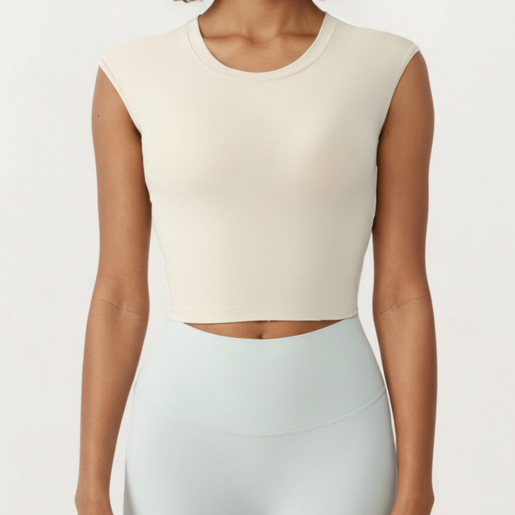 Anna-Kaci Active Women's Sleeveless Cropped Fitted Active Tank Top with Smooth Stretch Fabric and Crew Neckline