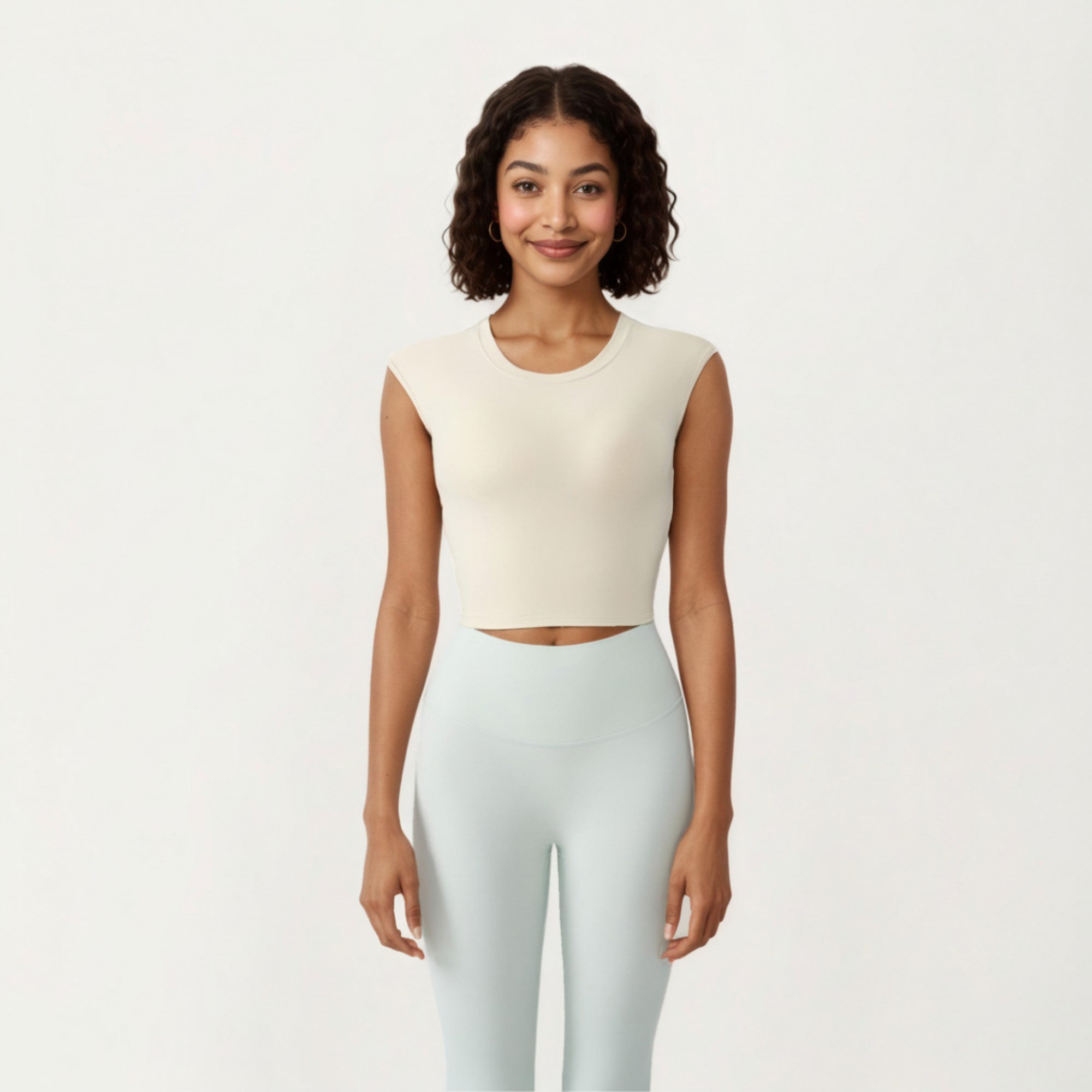 Anna-Kaci Active Women's Sleeveless Cropped Fitted Active Tank Top with Smooth Stretch Fabric and Crew Neckline