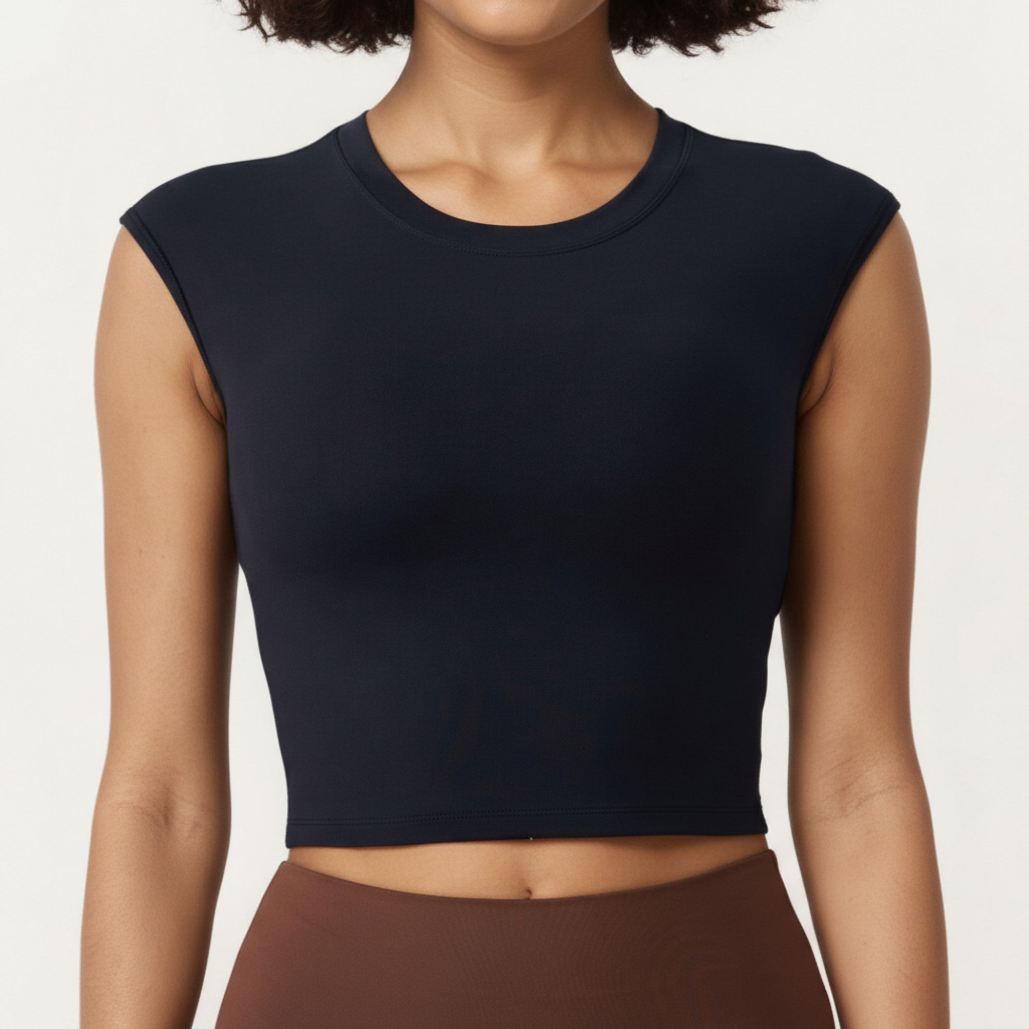 Anna-Kaci Active Women's Sleeveless Cropped Fitted Active Tank Top with Smooth Stretch Fabric and Crew Neckline