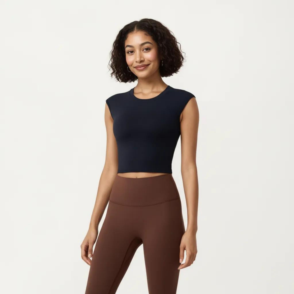 Anna-Kaci Active Women's Sleeveless Cropped Fitted Active Tank Top with Smooth Stretch Fabric and Crew Neckline