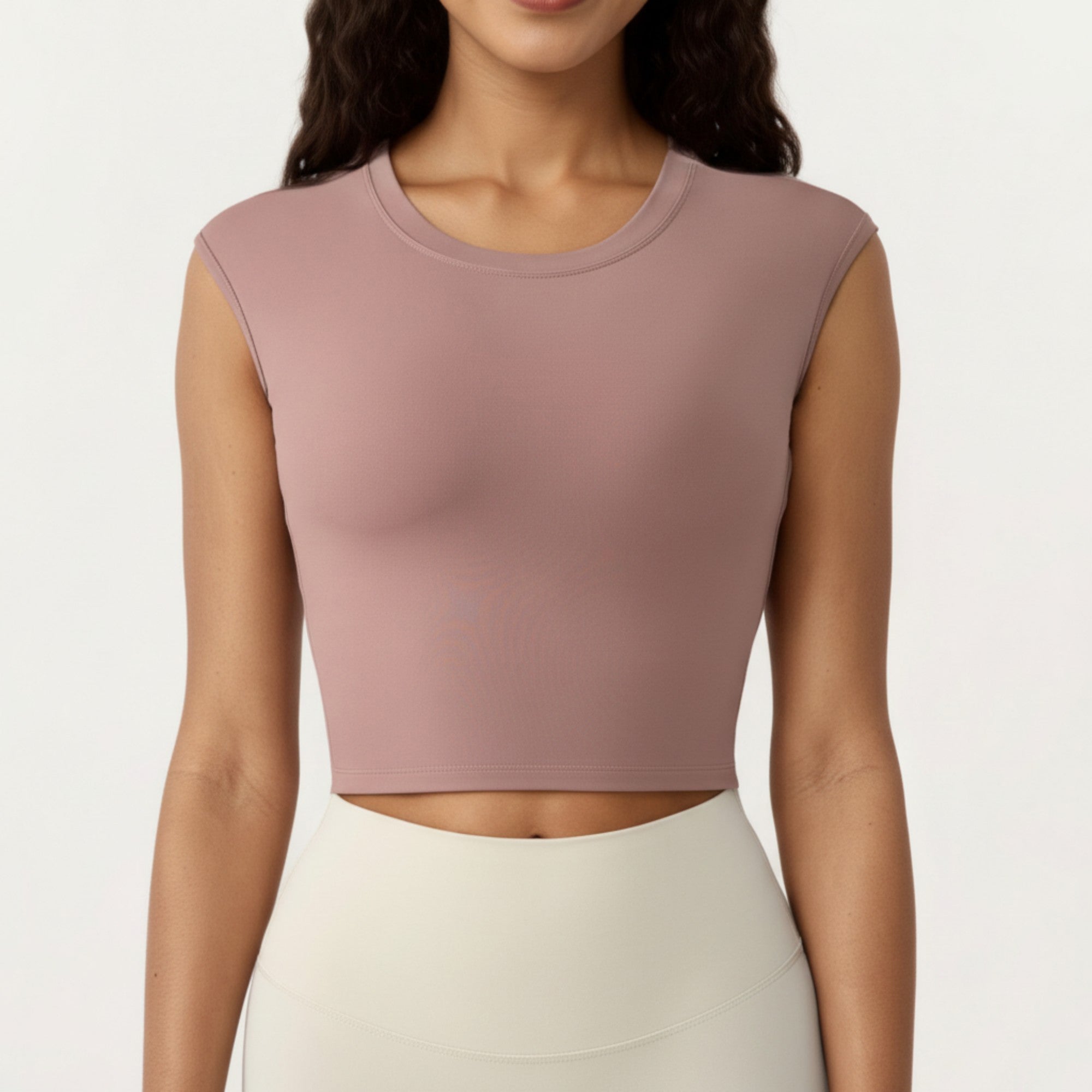 Anna-Kaci Active Women's Sleeveless Cropped Fitted Active Tank Top with Smooth Stretch Fabric and Crew Neckline