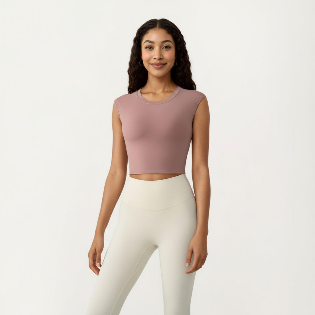 Anna-Kaci Active Women's Sleeveless Cropped Fitted Active Tank Top with Smooth Stretch Fabric and Crew Neckline