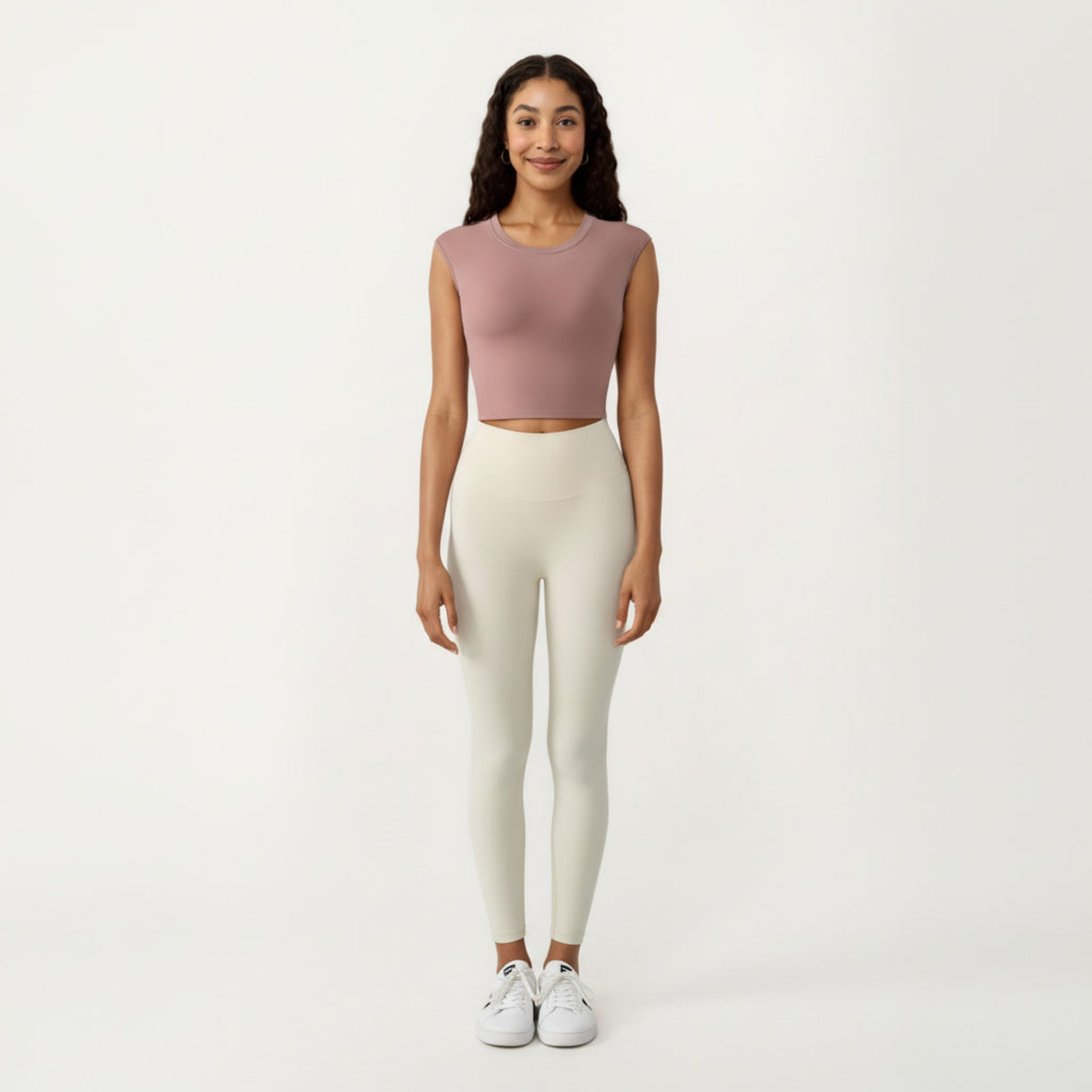 Anna-Kaci Active Women's Sleeveless Cropped Fitted Active Tank Top with Smooth Stretch Fabric and Crew Neckline