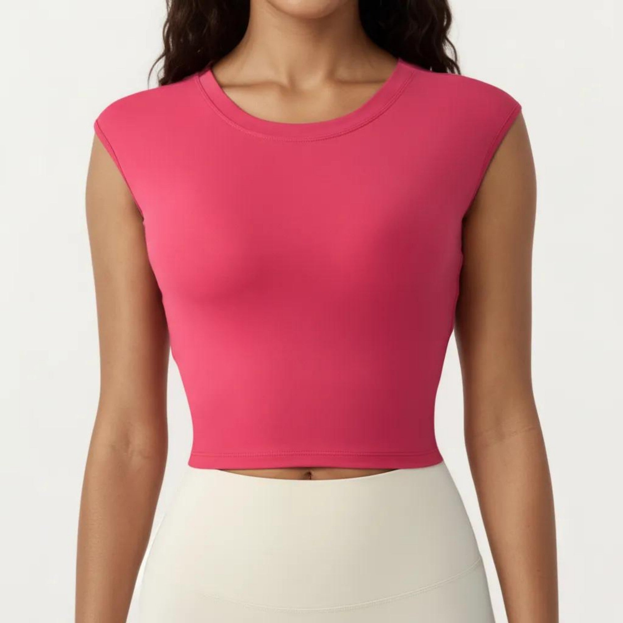 Anna-Kaci Active Women's Sleeveless Cropped Fitted Active Tank Top with Smooth Stretch Fabric and Crew Neckline