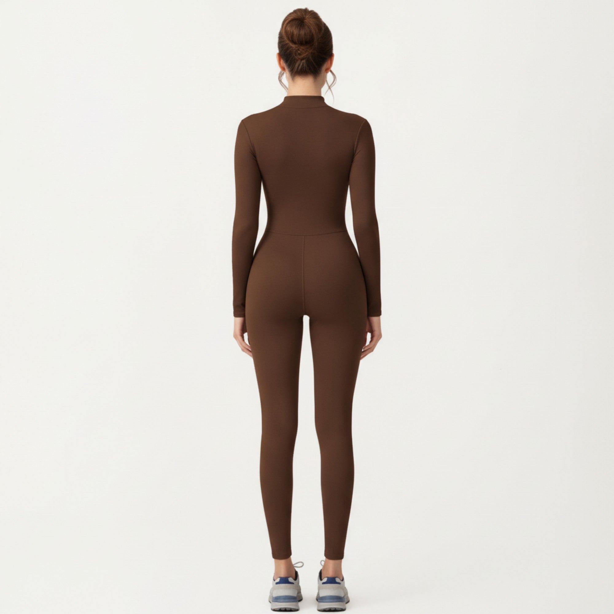 Anna-Kaci Active Women's Long Sleeve Full Length Active Romper with Front Half Zip and Sculpted One-Piece Fit