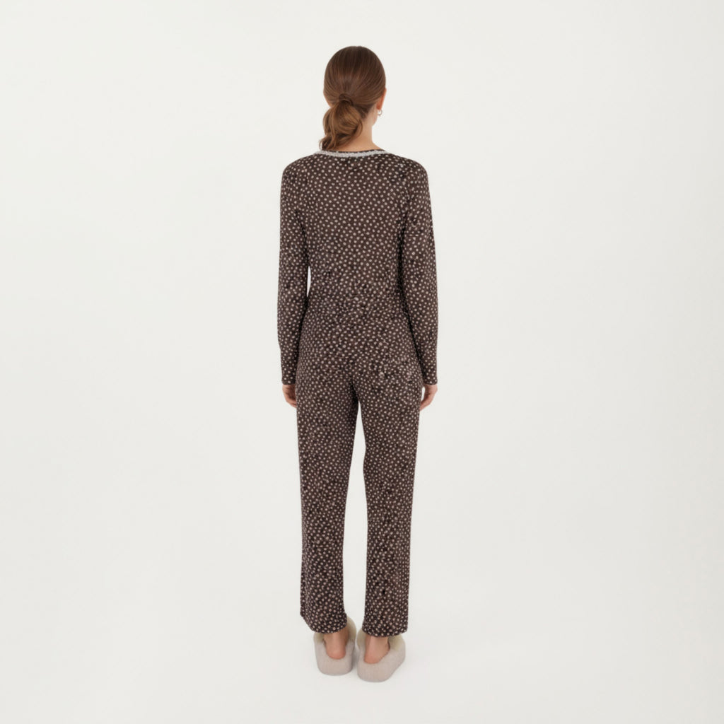 Anna-Kaci Lounge Women's 3-Piece Set Long Sleeve Padded Button Top, Camisole, and Relaxed Fit Pants Pajama Set with Soft Knit Fabric