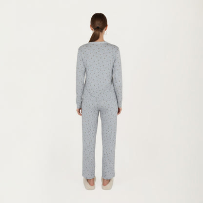 Anna-Kaci Lounge Women's 3-Piece Set Long Sleeve Padded Button Top, Camisole, and Relaxed Fit Pants Pajama Set with Soft Knit Fabric