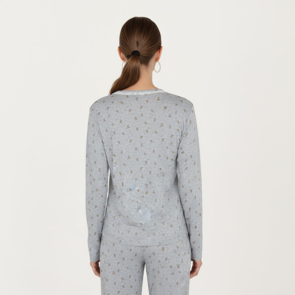 Anna-Kaci Lounge Women's 3-Piece Set Long Sleeve Padded Button Top, Camisole, and Relaxed Fit Pants Pajama Set with Soft Knit Fabric