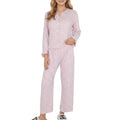 Anna-Kaci Lounge Women's 2-Piece Set Long Sleeve Button Front Top with Built-In Chest Pads and Relaxed Fit Pants Pajama Set in Soft Textured Fabric