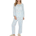 Anna-Kaci Lounge Women's 2-Piece Set Long Sleeve Button Front Top with Built-In Chest Pads and Relaxed Fit Pants Pajama Set with Floral Print