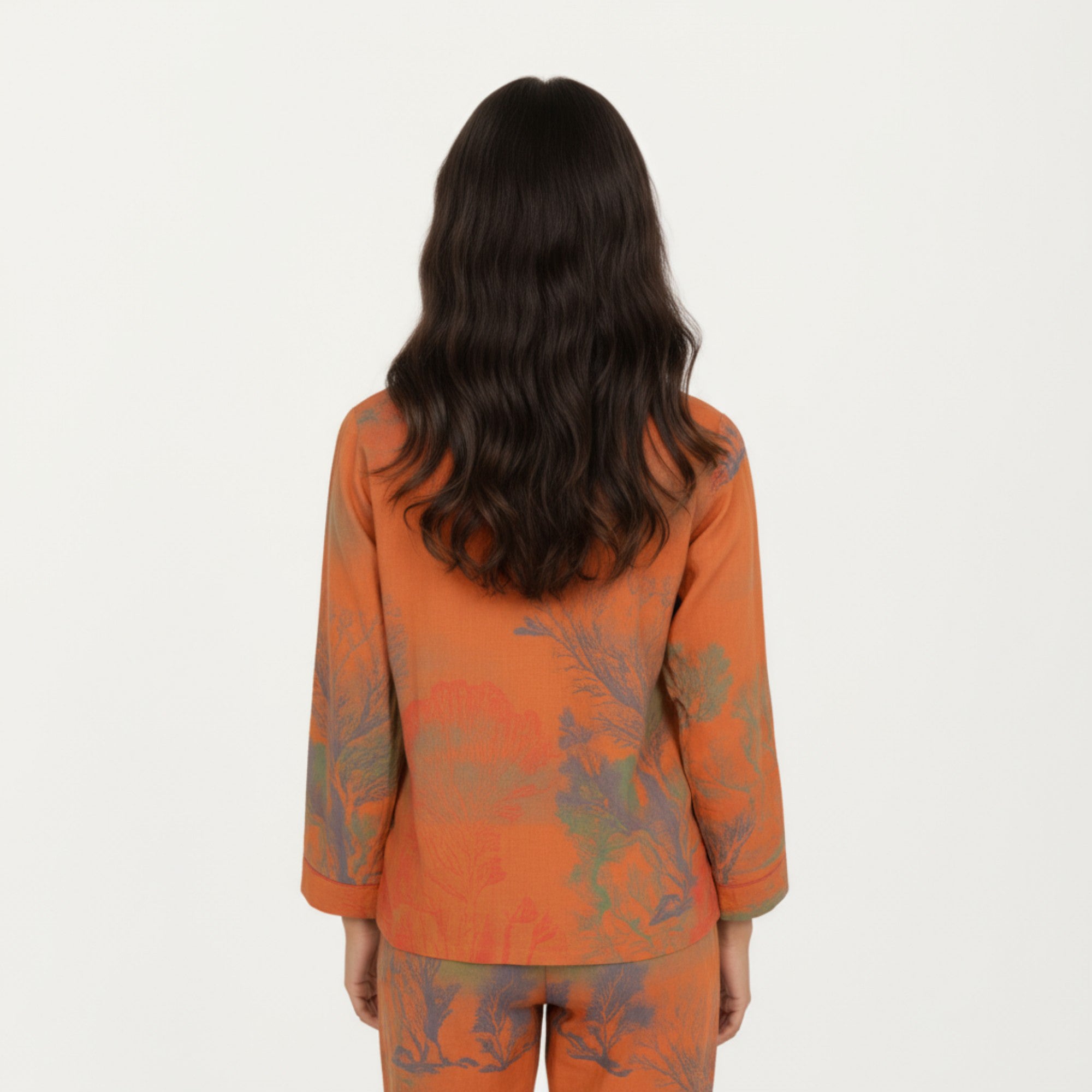 Anna-Kaci Lounge Women's 2-Piece Set Long Sleeve Button Front Top and Relaxed Fit Pants Pajama Set with Abstract Print