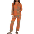 Anna-Kaci Lounge Women's 2-Piece Set Long Sleeve Button Front Top and Relaxed Fit Pants Pajama Set with Abstract Print