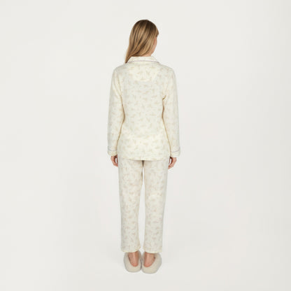 Anna-Kaci Lounge Women's 2-Piece Set Long Sleeve Button Front Top and Relaxed Fit Pants Pajama Set with Floral Print