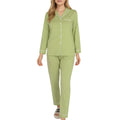 Anna-Kaci Lounge Women's 2-Piece Set Long Sleeve Button Front Top and Matching Relaxed Fit Pants Pajama Set with Contrast Piping