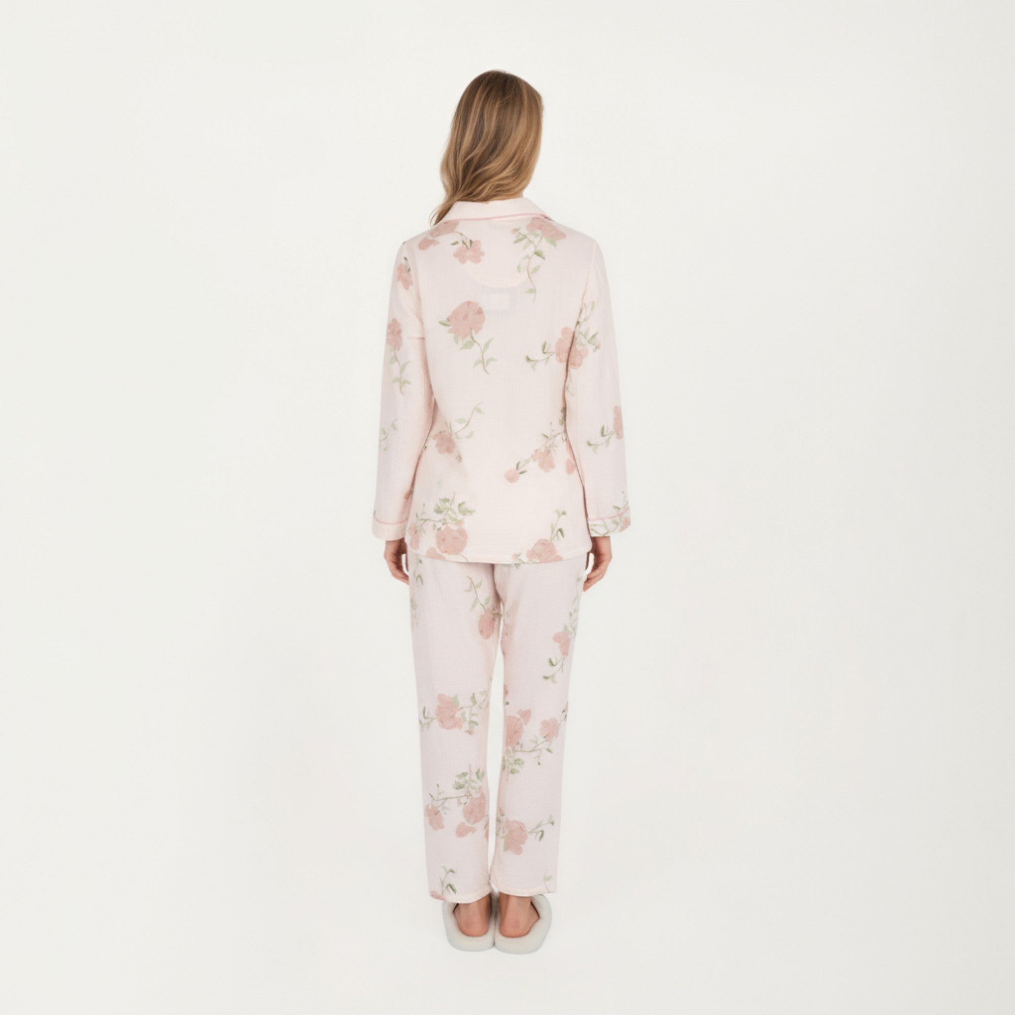 Anna-Kaci Lounge Women's 2-Piece Set Long Sleeve Button Front Pajama Top with Matching Relaxed Fit Pants Floral Print Sleepwear