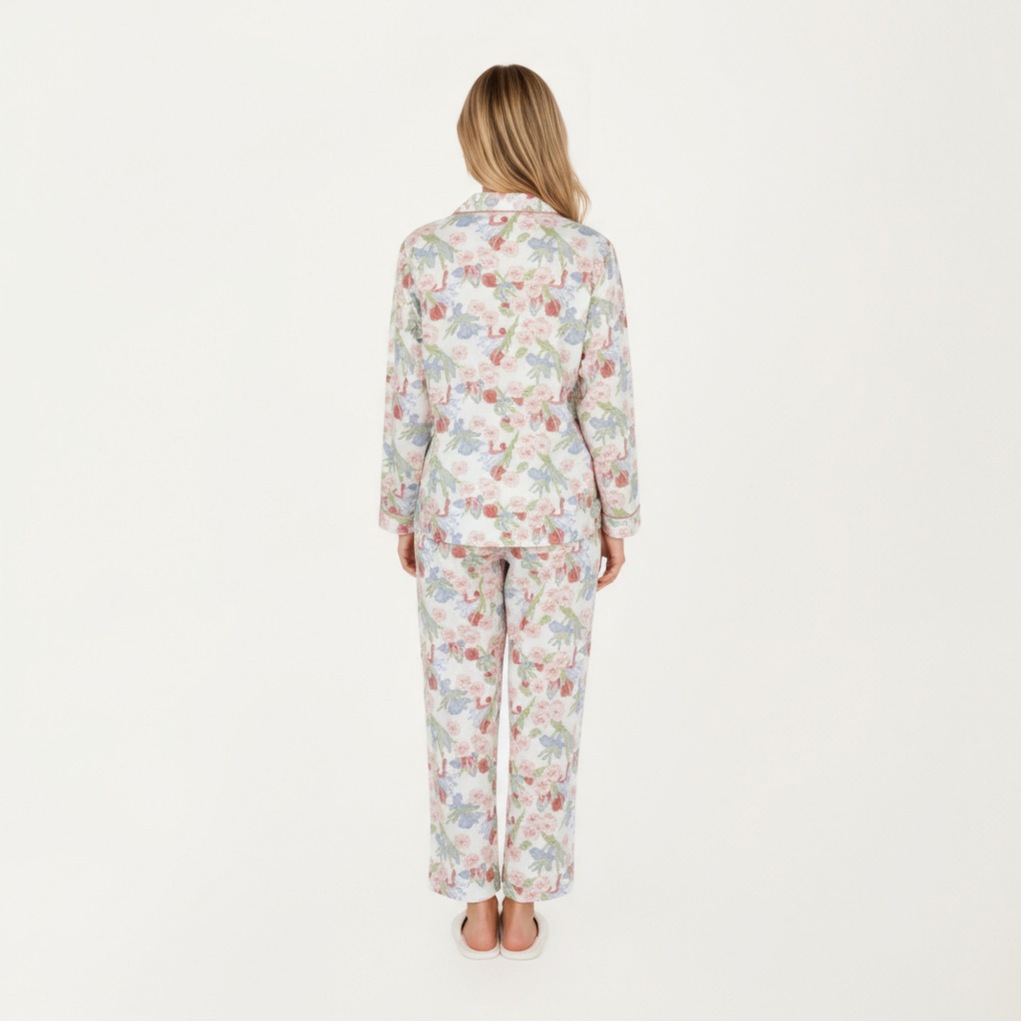Anna-Kaci Lounge Women's 2-Piece Set Floral Print Button-Up Long Sleeve Pajama Top and Matching Pants
