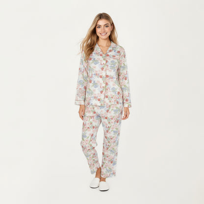 Anna-Kaci Lounge Women's 2-Piece Set Floral Print Button-Up Long Sleeve Pajama Top and Matching Pants