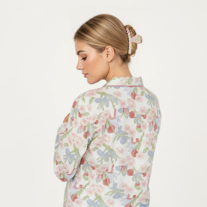 Anna-Kaci Lounge Women's 2-Piece Set Floral Print Button-Up Long Sleeve Pajama Top and Matching Pants