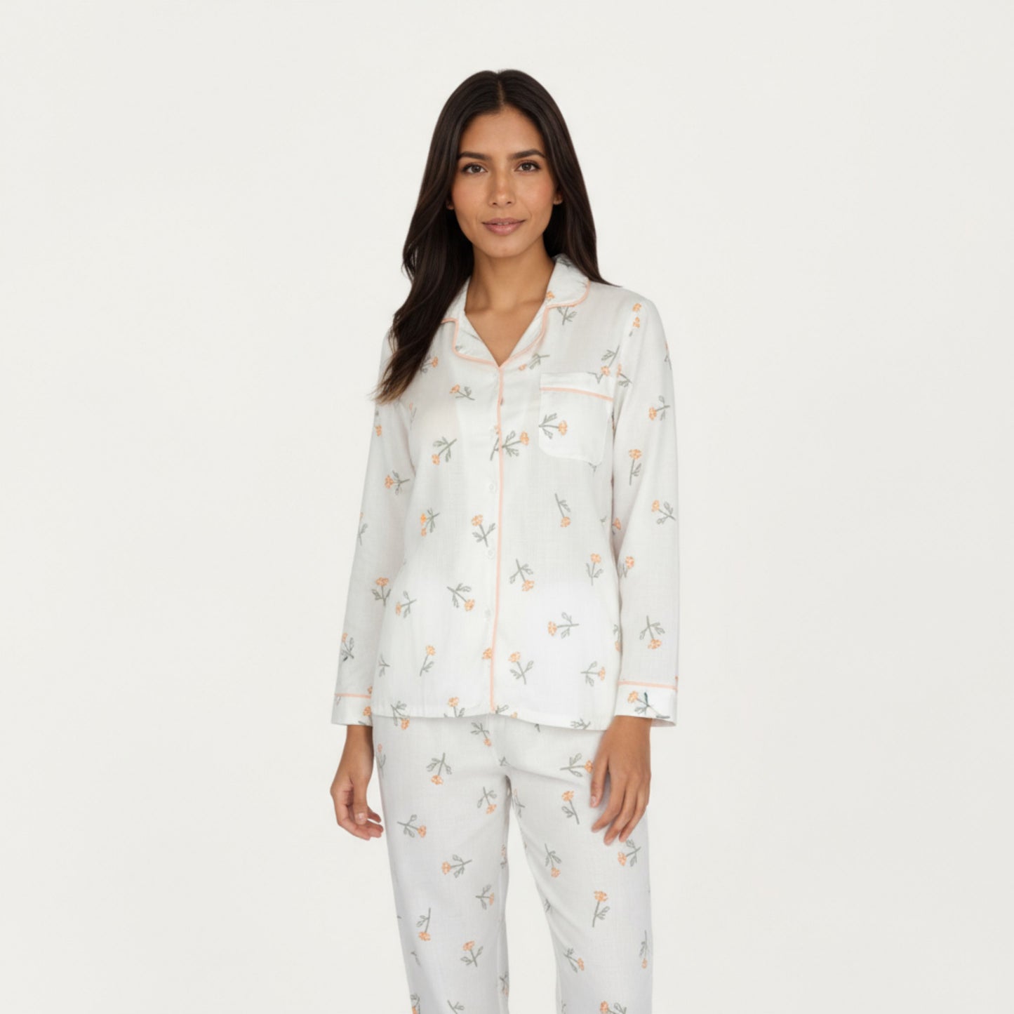 Anna-Kaci Lounge Women's 2-Piece Set Long Sleeve Sleep Shirt with Floral Pattern and Coordinating Lounge Pants
