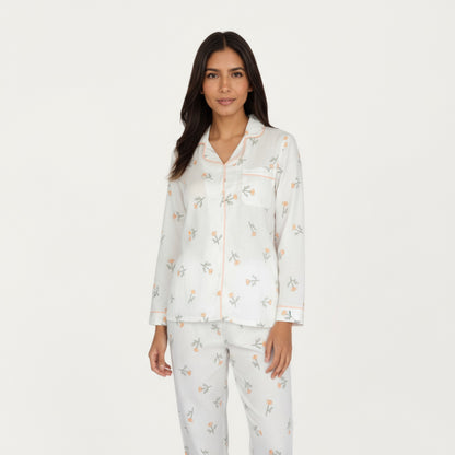 Anna-Kaci Lounge Women's 2-Piece Set Long Sleeve Sleep Shirt with Floral Pattern and Coordinating Lounge Pants