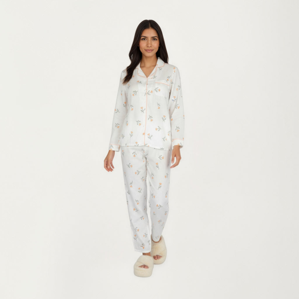 Anna-Kaci Lounge Women's 2-Piece Set Long Sleeve Sleep Shirt with Floral Pattern and Coordinating Lounge Pants