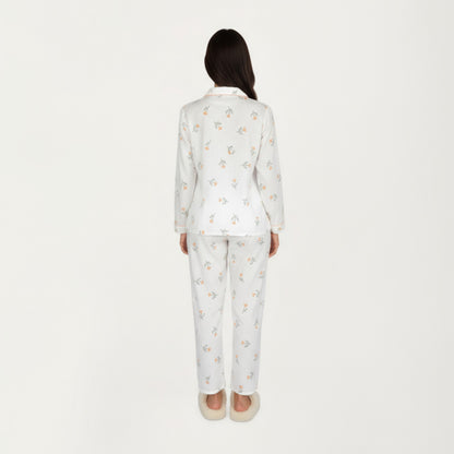 Anna-Kaci Lounge Women's 2-Piece Set Long Sleeve Sleep Shirt with Floral Pattern and Coordinating Lounge Pants