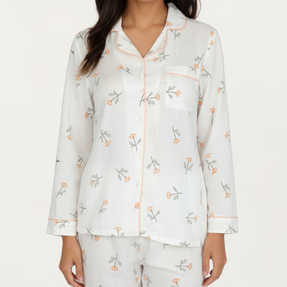 Anna-Kaci Lounge Women's 2-Piece Set Long Sleeve Sleep Shirt with Floral Pattern and Coordinating Lounge Pants