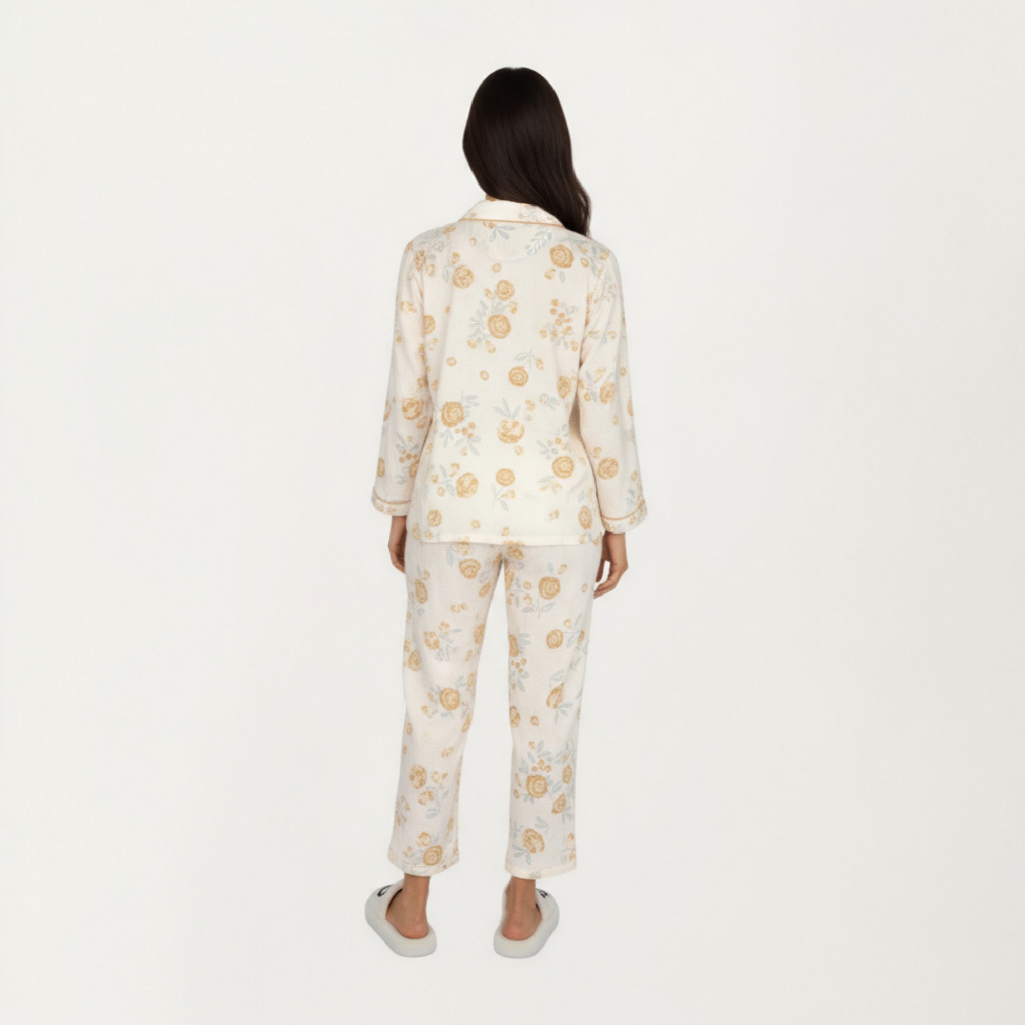 Anna-Kaci Lounge Women's 2-Piece Set Button-Up Floral Print Long Sleeve Sleep Shirt with Matching Relaxed Fit Pants