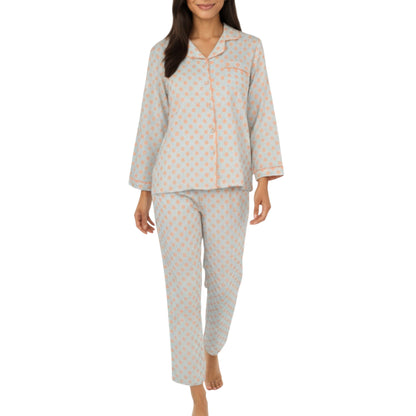 Anna-Kaci Lounge Women's 2-Piece Set Long Sleeve Button-Up Pajama Top with Matching Relaxed Fit Printed Pants