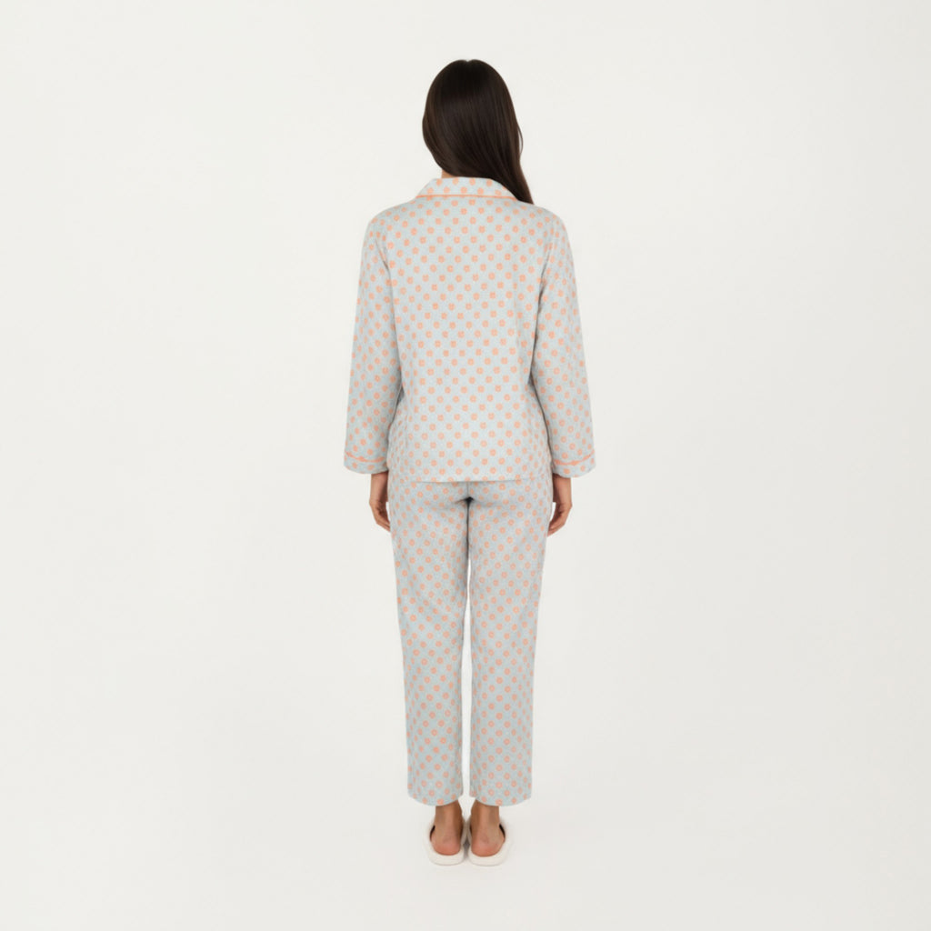 Anna-Kaci Lounge Women's 2-Piece Set Long Sleeve Button-Up Pajama Top with Matching Relaxed Fit Printed Pants