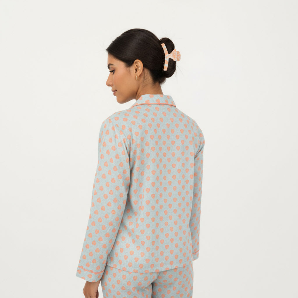 Anna-Kaci Lounge Women's 2-Piece Set Long Sleeve Button-Up Pajama Top with Matching Relaxed Fit Printed Pants