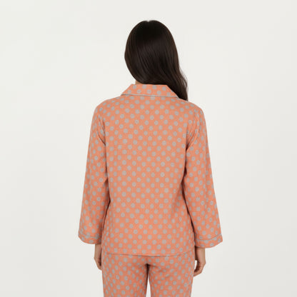 Anna-Kaci Lounge Women's 2-Piece Set Long Sleeve Button-Up Pajama Top with Matching Relaxed Fit Printed Pants
