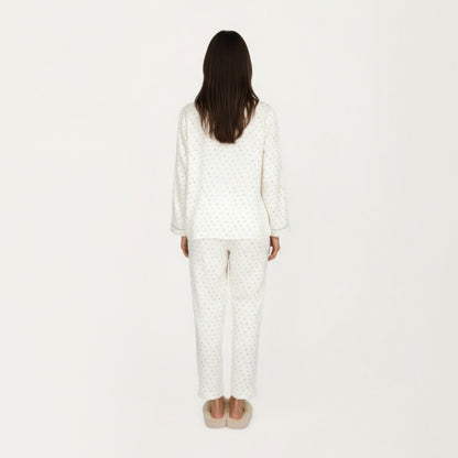 Anna-Kaci Lounge Women's 2-Piece Set Long Sleeve Button Front Pajama Top with Contrast Piping and Relaxed Fit Pants
