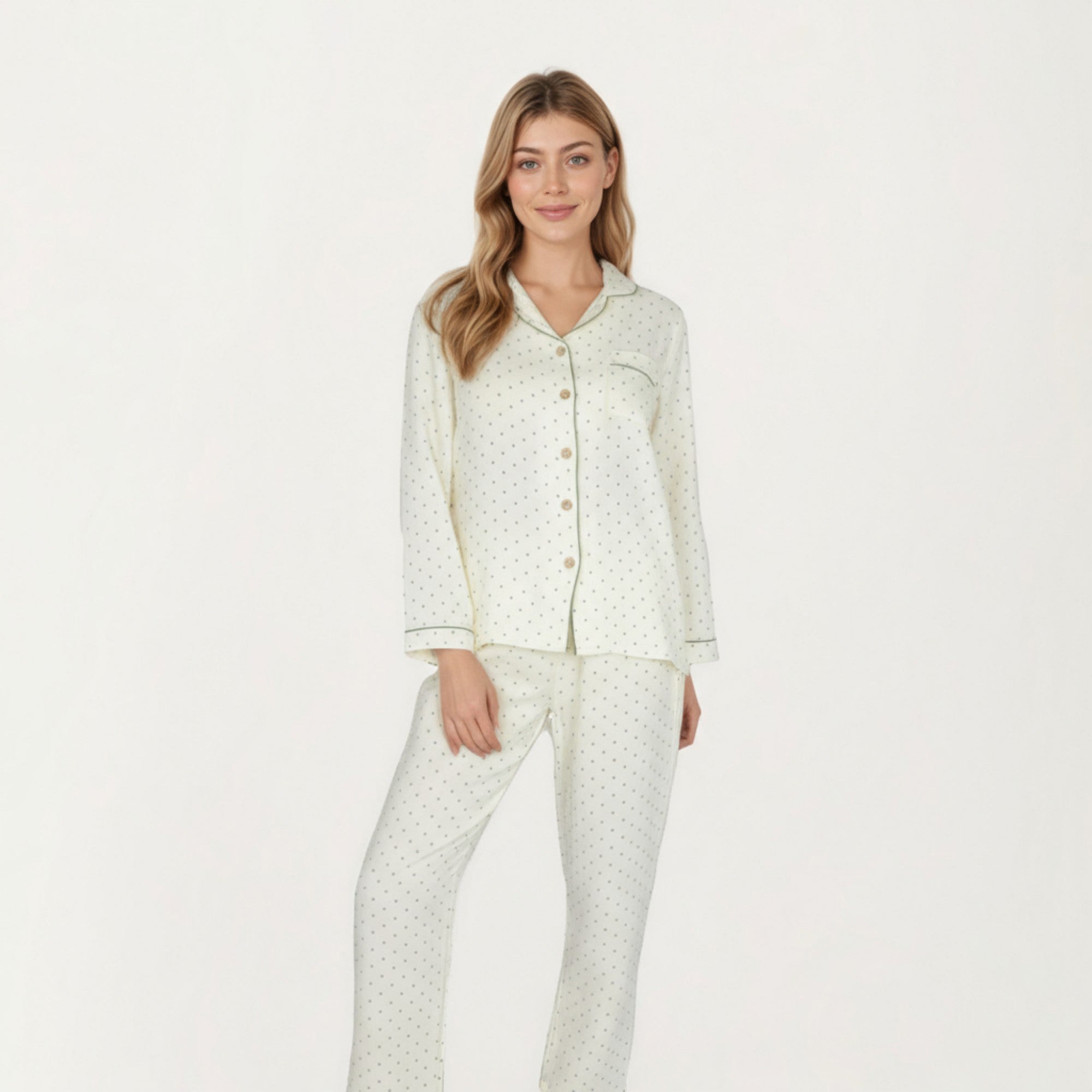 Anna-Kaci Lounge Women's 2-Piece Set Button Front Pajama Top with Contrast Piping and Relaxed Fit Pants