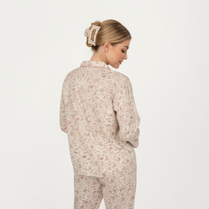 Anna-Kaci Lounge Women's 2-Piece Set Button Front Floral Print Pajama Top with Notched Collar and Relaxed Pants
