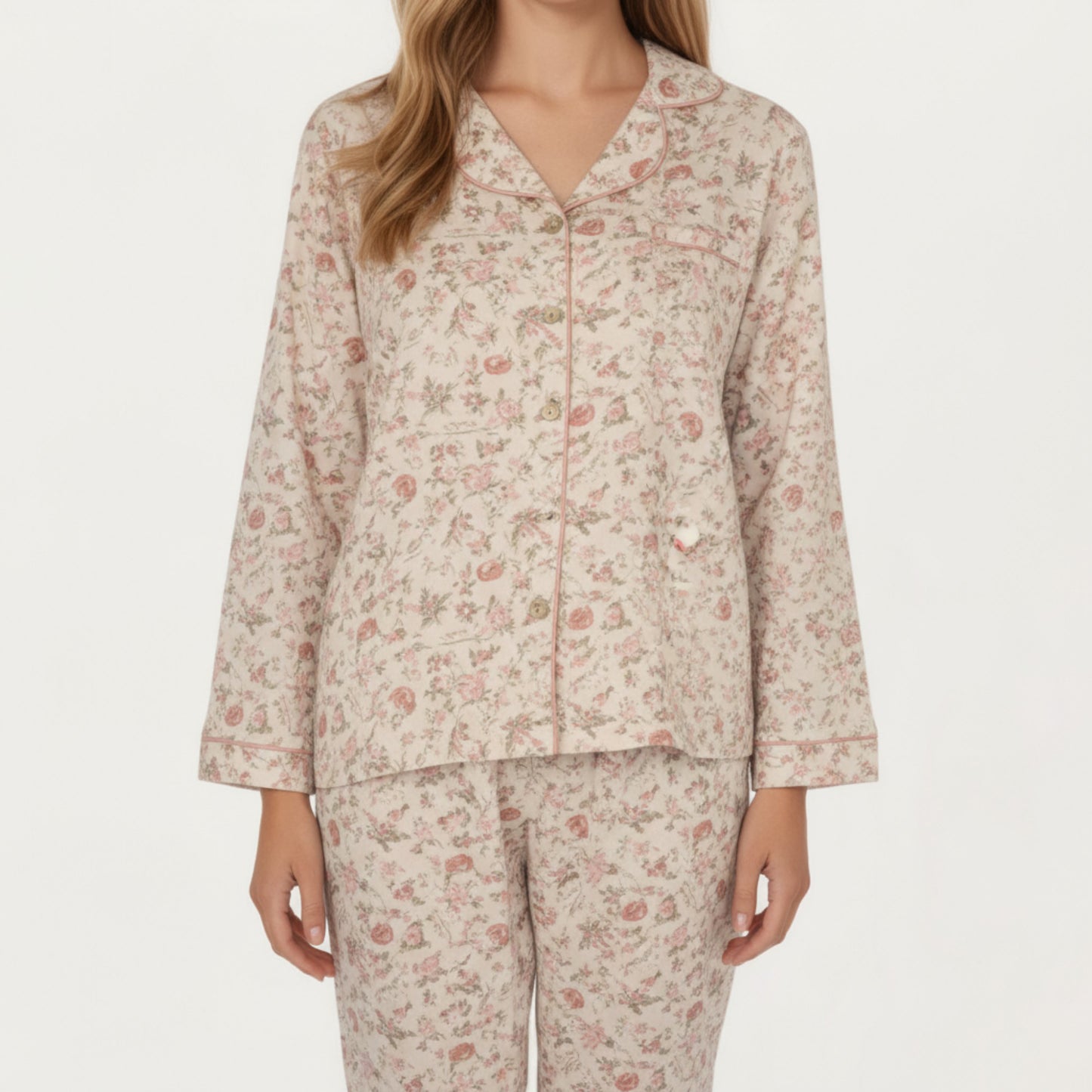 Anna-Kaci Lounge Women's 2-Piece Set Button Front Floral Print Pajama Top with Notched Collar and Relaxed Pants