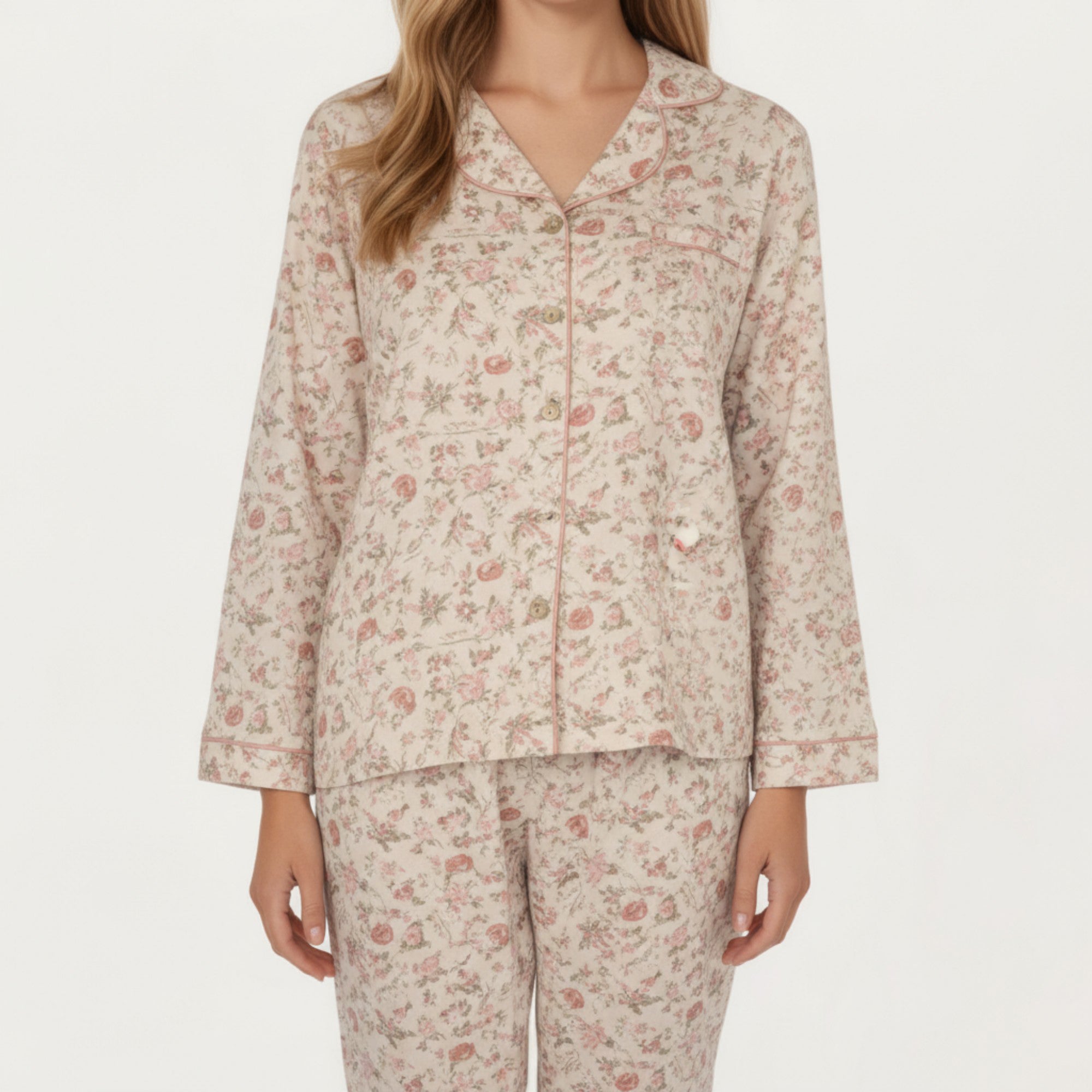 Anna-Kaci Lounge Women's 2-Piece Set Button Front Floral Print Pajama Top with Notched Collar and Relaxed Pants