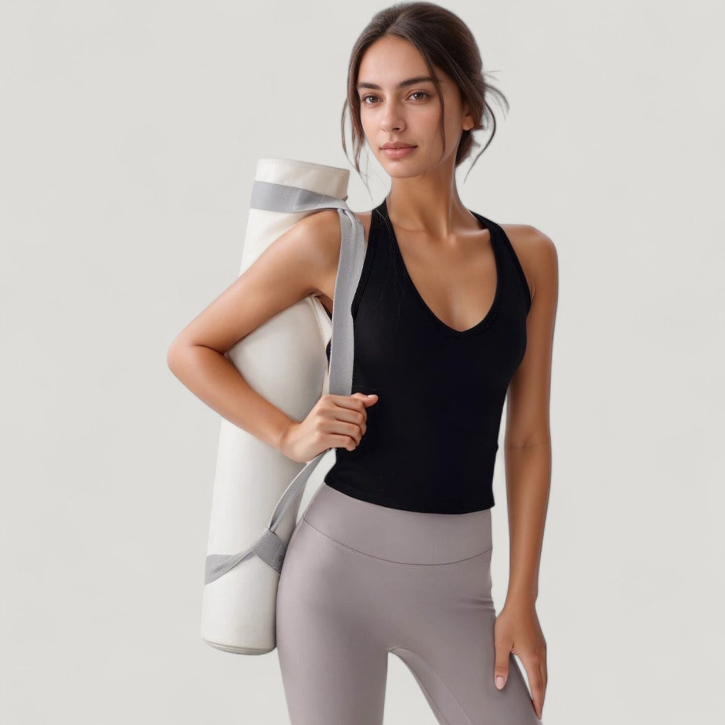 Anna-Kaci Active Women's V-Neck Cropped Activewear Tank with T-Strap Back and Stretch Fabric