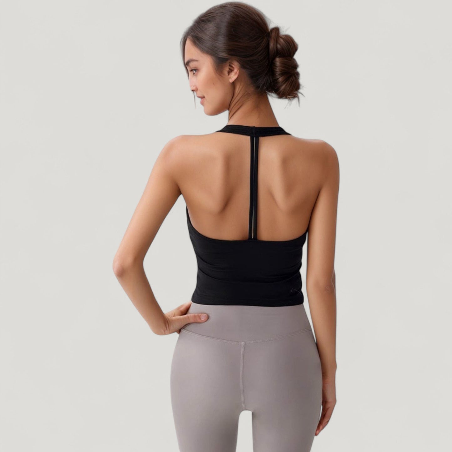 Anna-Kaci Active Women's V-Neck Cropped Activewear Tank with T-Strap Back and Stretch Fabric