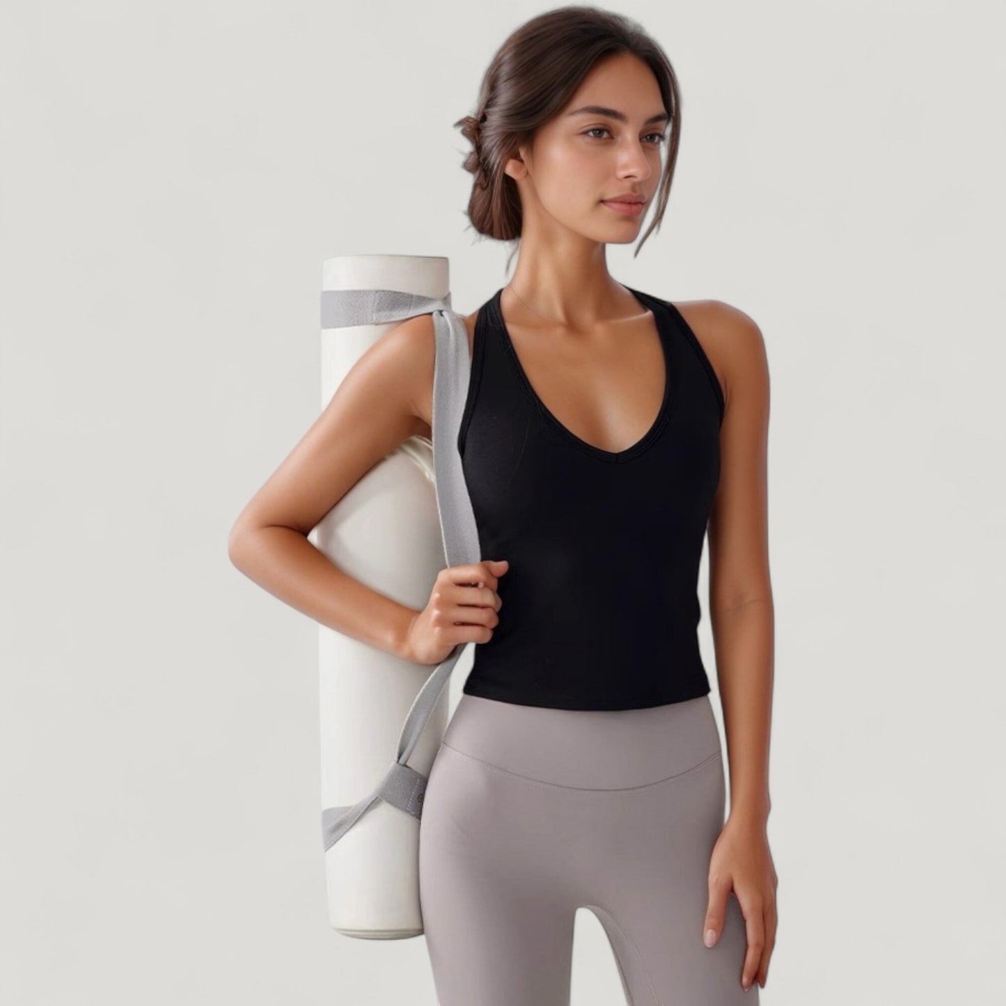 Anna-Kaci Active Women's V-Neck Cropped Activewear Tank with T-Strap Back and Stretch Fabric